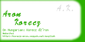 aron korecz business card